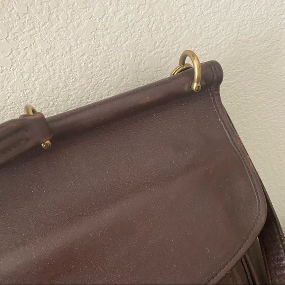 Vintage Brown Glove Tan Leather Beekman Laptop Briefcase Crossbody Turn Lock Bag - Picture 3 of 15